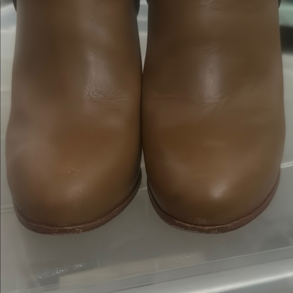 Tory Burch Tan Leather Heeled Booties Size 6.5 - Picture 7 of 9